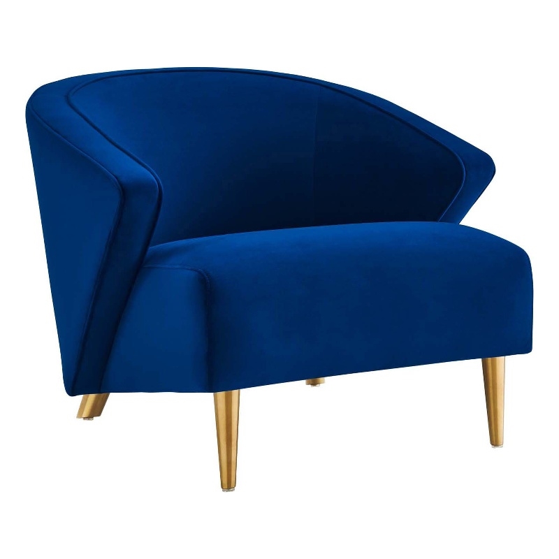 Maklaine Contemporary Performance Velvet Armchair in Navy Blue
