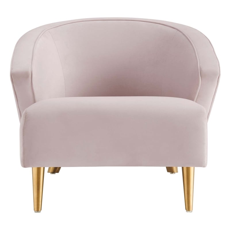 Maklaine Contemporary Performance Velvet Armchair in Pink/Gold