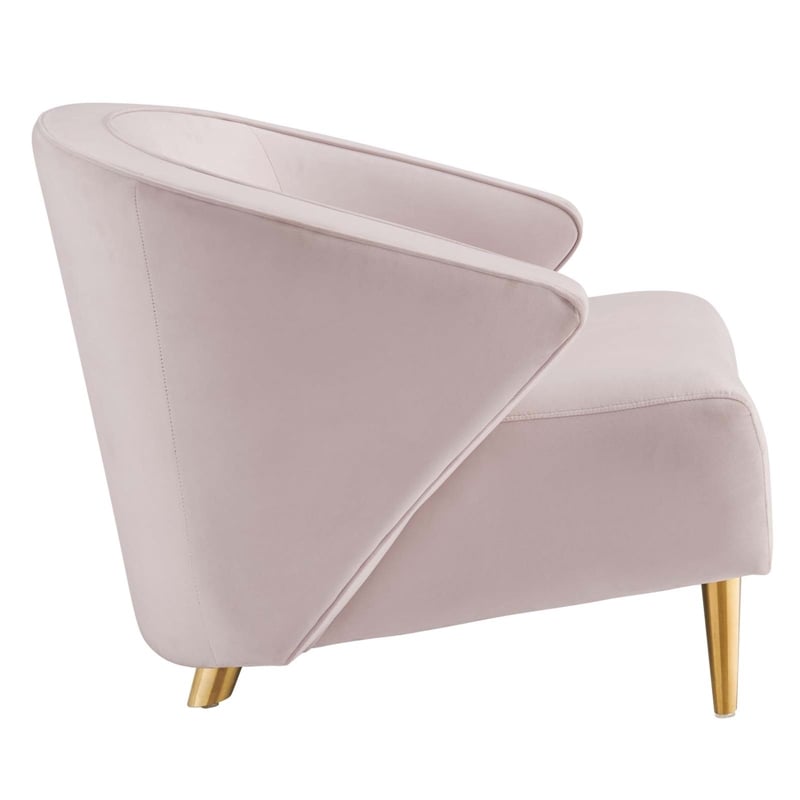 Maklaine Contemporary Performance Velvet Armchair in Pink/Gold
