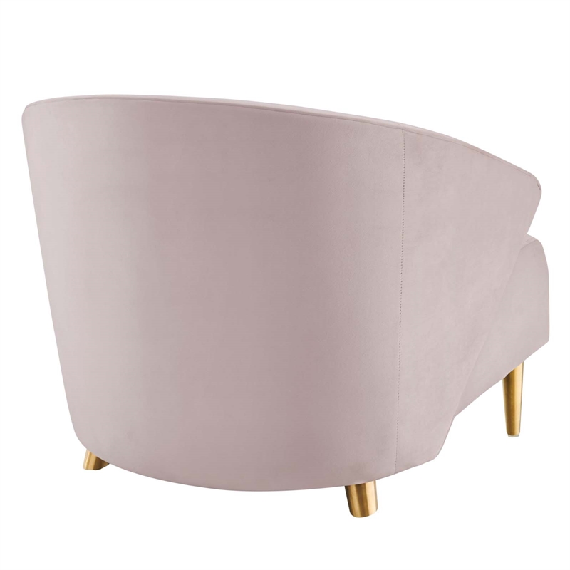 Maklaine Contemporary Performance Velvet Armchair in Pink/Gold