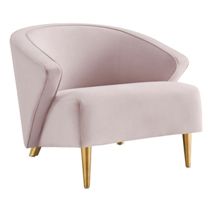 Maklaine Contemporary Performance Velvet Armchair in Pink/Gold