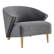 Maklaine Contemporary Performance Velvet Armchair in Gray/Gold