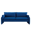 Maklaine Contemporary Performance Velvet & Foam Sofa in Navy Blue