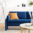 Maklaine Contemporary Performance Velvet & Foam Sofa in Navy Blue