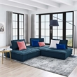 Maklaine Contemporary 3-Piece Tufted Fabric Sofa in Azure Blue