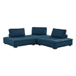 Maklaine Contemporary 3-Piece Tufted Fabric Sofa in Azure Blue