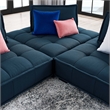 Maklaine Contemporary 3-Piece Tufted Fabric Sofa in Azure Blue
