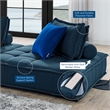 Maklaine Contemporary 3-Piece Tufted Fabric Sofa in Azure Blue