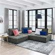 Maklaine Contemporary 3-Piece Tufted Fabric Sofa in Gray Finish