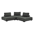 Maklaine Contemporary 3-Piece Tufted Fabric Sofa in Gray Finish