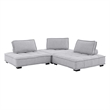Maklaine Contemporary 3-Piece Tufted Fabric Sofa in Light Gray