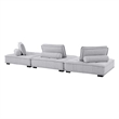 Maklaine Contemporary 3-Piece Tufted Fabric Sofa in Light Gray