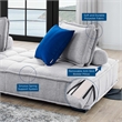 Maklaine Contemporary 3-Piece Tufted Fabric Sofa in Light Gray