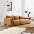Maklaine Overstuffed Modern Performance Velvet Sofa in Cognac Brown