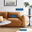 Maklaine Overstuffed Modern Performance Velvet Sofa in Cognac Brown