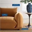 Maklaine Contemporary Performance Velvet Armchair in Cognac Brown