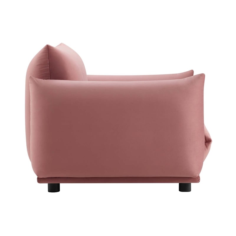 Maklaine Modern Performance Velvet Armchair in Dusty Rose Pink