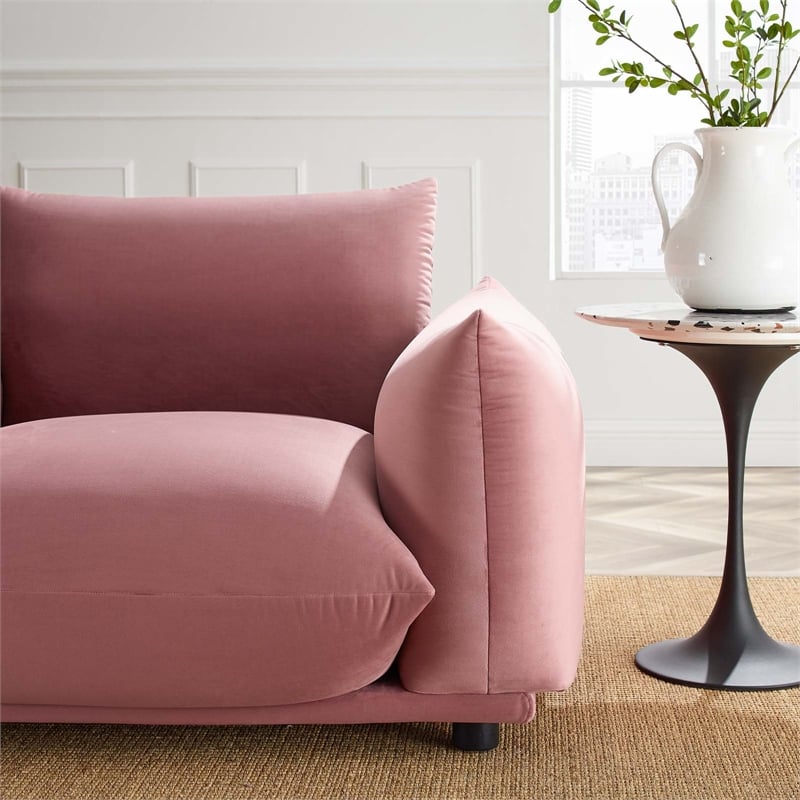 Maklaine Modern Performance Velvet Armchair in Dusty Rose Pink