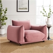 Maklaine Modern Performance Velvet Armchair in Dusty Rose Pink