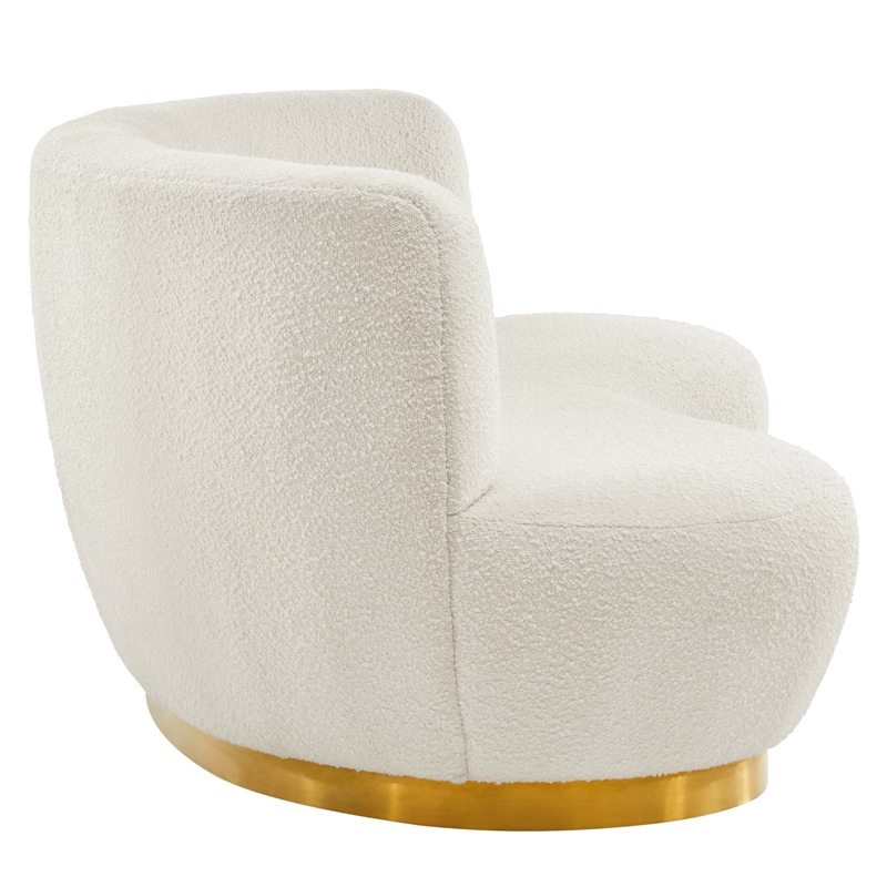 Maklaine Modern Boucle Fabric Upholstered Sofa in Ivory/Gold