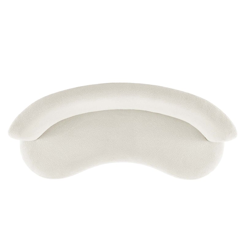 Maklaine Modern Boucle Fabric Upholstered Sofa in Ivory/Gold