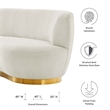 Maklaine Modern Boucle Fabric Upholstered Sofa in Ivory/Gold