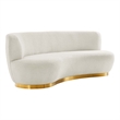 Maklaine Modern Boucle Fabric Upholstered Sofa in Ivory/Gold