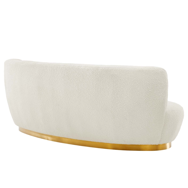 Maklaine Modern Boucle Fabric Upholstered Sofa in Ivory/Gold