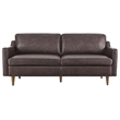 Maklaine Contemporary Genuine Leather Upholstered Sofa in Brown