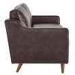 Maklaine Contemporary Genuine Leather Upholstered Sofa in Brown