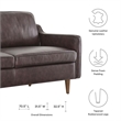 Maklaine Contemporary Genuine Leather Upholstered Sofa in Brown