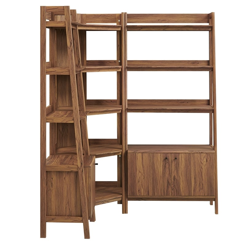 Maklaine 3 Piece Corner Bookshelf Set With Wide and Narrow Bookshelves