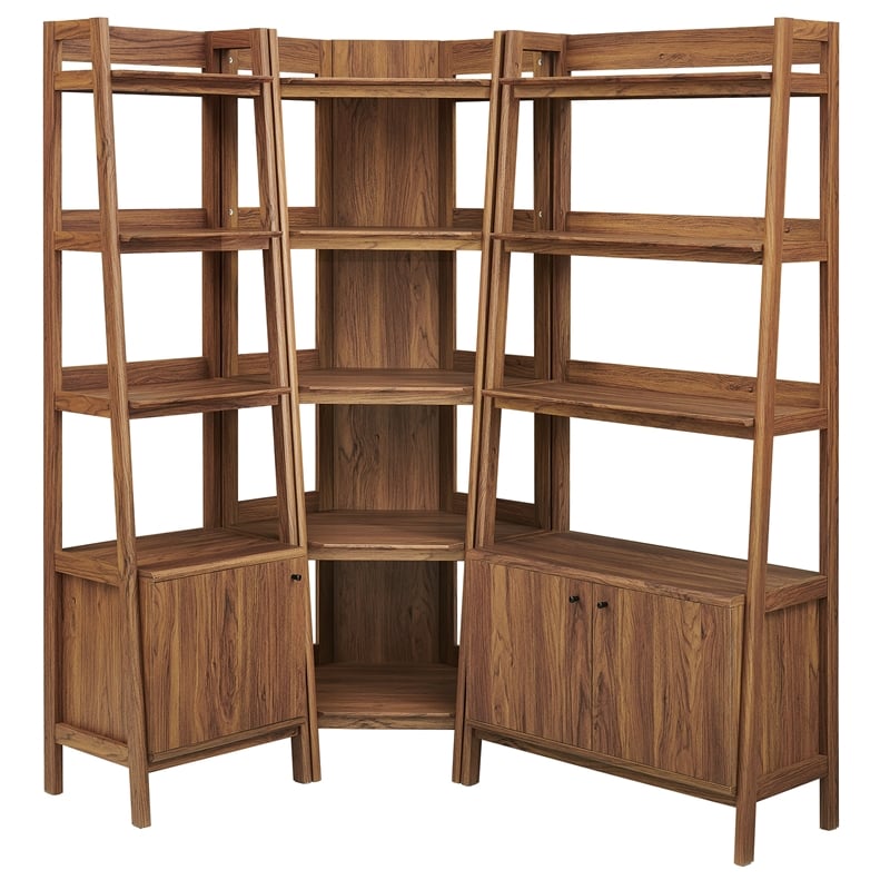 Maklaine 3 Piece Corner Bookshelf Set With Wide and Narrow Bookshelves