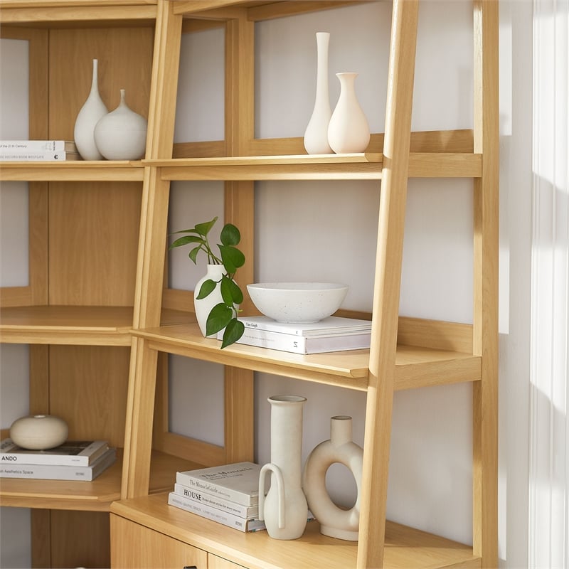 Maklaine 3 Piece Corner Bookshelf Set With Wide and Narrow Bookshelves