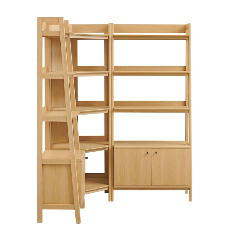 Maklaine 3 Piece Corner Bookshelf Set With Wide and Narrow Bookshelves