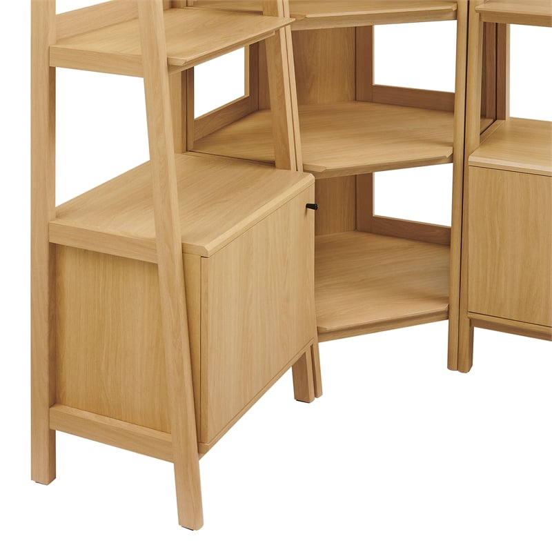 Maklaine 3 Piece Corner Bookshelf Set With Wide and Narrow Bookshelves