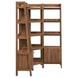 Maklaine 3-piece Corner Bookshelf Set with Narrow Bookshelves in Walnut