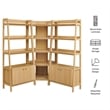 Maklaine 3-Piece Corner Bookshelf Set with Wide Bookshelves in Oak