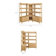 Maklaine 3-Piece Corner Bookshelf Set with Wide Bookshelves in Oak