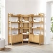 Maklaine 3-Piece Corner Bookshelf Set with Wide Bookshelves in Oak
