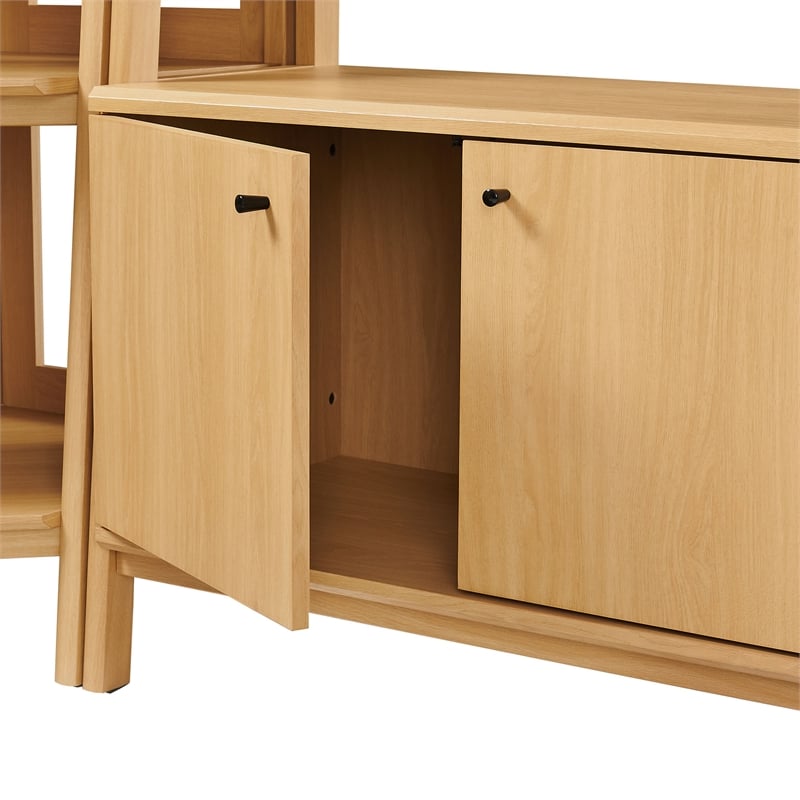 Maklaine 3-Piece Corner Bookshelf Set with Wide Bookshelves in Oak