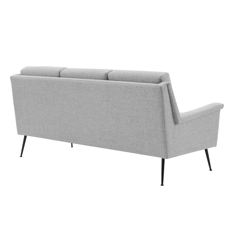 Maklaine Contemporary Upholstered Fabric Sofa in Black Light Gray