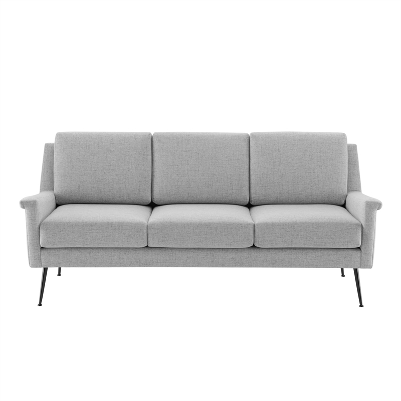 Maklaine Contemporary Upholstered Fabric Sofa in Black Light Gray