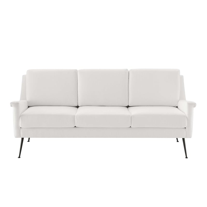 Maklaine Contemporary Upholstered Fabric Sofa in Black White