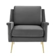 Maklaine Contemporary Performance Velvet Armchair in Gold Gray