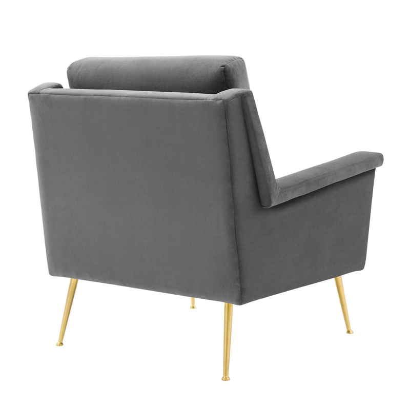 Maklaine Contemporary Performance Velvet Armchair in Gold Gray
