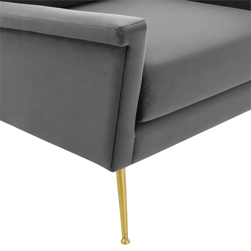 Maklaine Contemporary Performance Velvet Armchair in Gold Gray