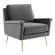 Maklaine Contemporary Performance Velvet Armchair in Gold Gray