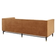 Maklaine Channel Tufted Performance Velvet Sofa in Cognac Brown