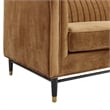 Maklaine Channel Tufted Performance Velvet Sofa in Cognac Brown
